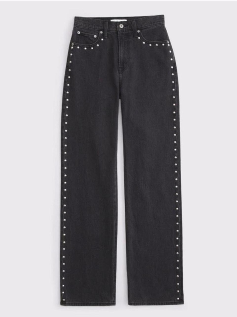 High Rise Abercrombie & Fitch Black Studded Jeans - The 90s Relaxed Jean